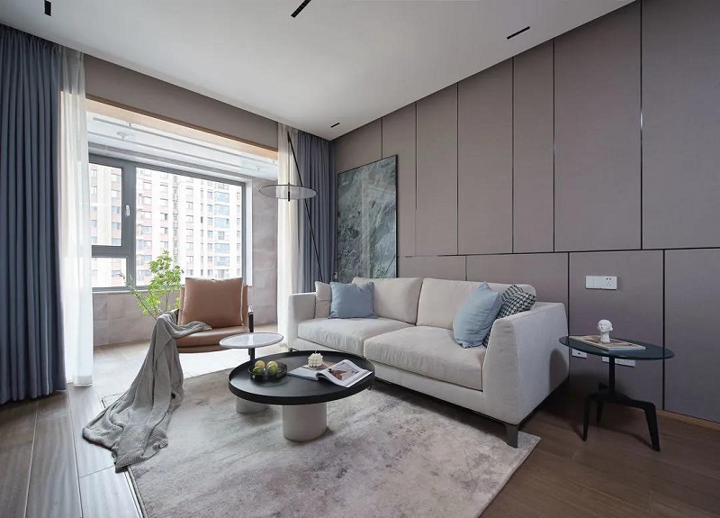 91平米二居室現代風，客餐廳吊頂一體設計，簡約大氣很耐看