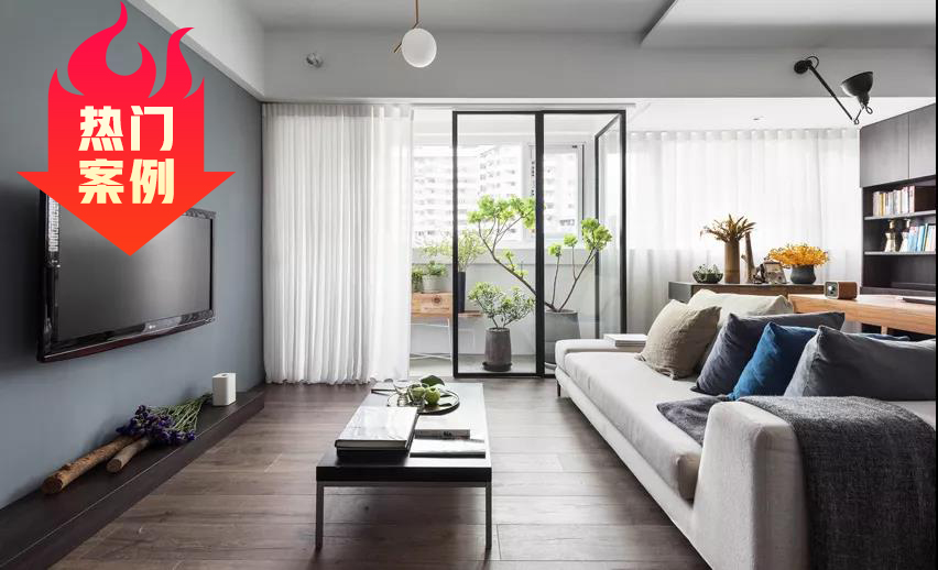 93㎡現(xiàn)代簡約風格室內(nèi)裝修效果圖，陽臺落地窗太美了吧！