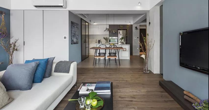 93㎡現(xiàn)代簡約風(fēng)格室內(nèi)裝修效果圖，陽臺落地窗太美了吧！