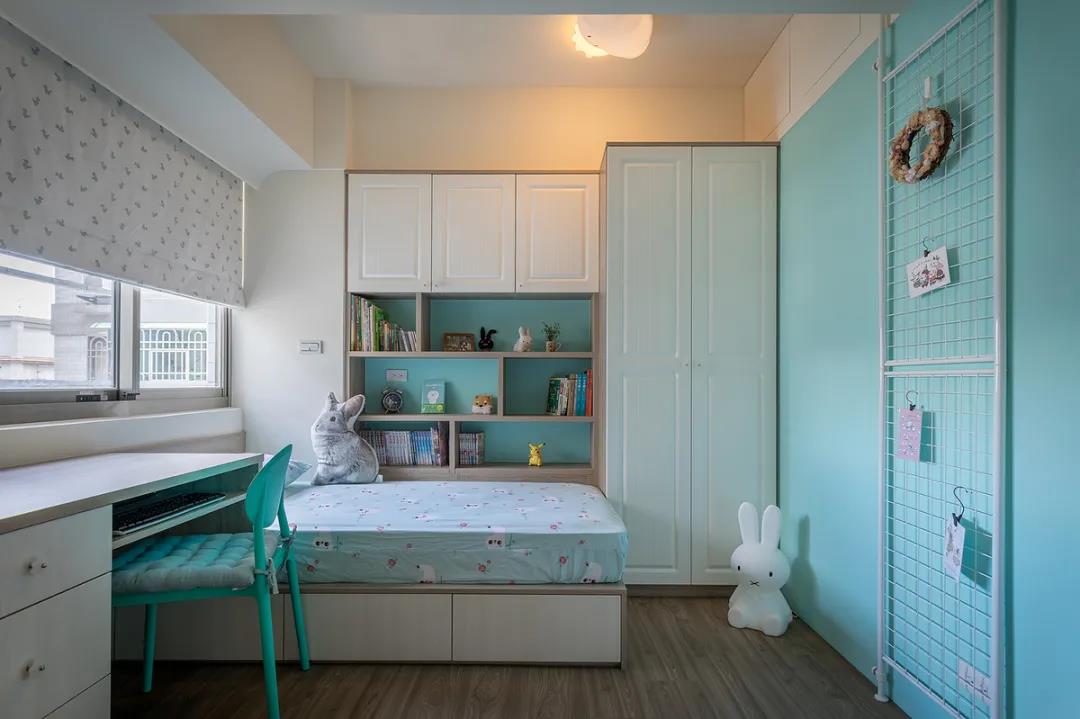 100㎡簡約北歐風格新房裝修案例，湖藍色清新美宅！