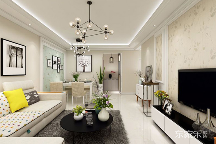 長沙恒大綠洲110平簡歐風格裝修案例