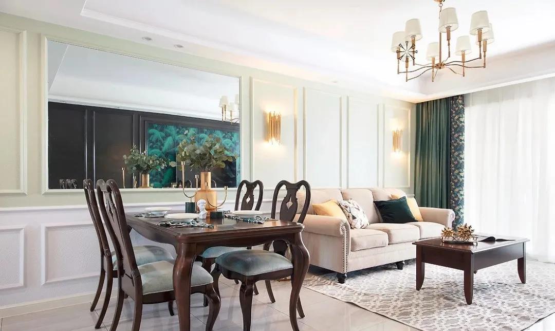 97㎡現代美式風格新房裝修，背景墻復古細膩！