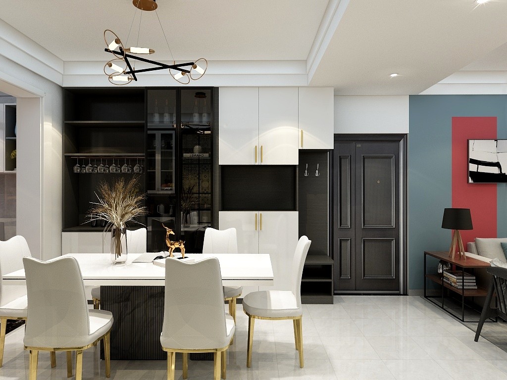 140現代三房裝修,敞開式的輕奢裝修案例