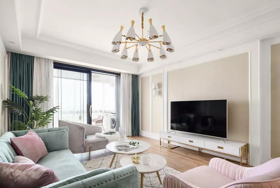 129m2溫馨三居室，美式裝修風格案例